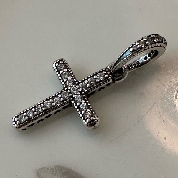 Authentic Pandora Sterling Silver Sparkling Cross Pendant Charm - Picture 2 of 6